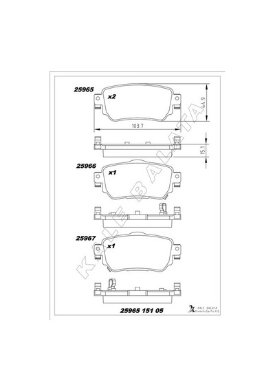 Kale 25965 151 05 Ans Kd13 Arka Fren Balata Renault Kadjar 15 Koleos Iı 18 / Nıssan Qashqaı 1.6l Dci R9m Dizel 11- / X-traıl 1.6l Dci T32 12- 440605889r-440606633r-d40604ca0a -