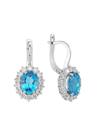 Sirius Pırlanta Ve Oval Mavi Topaz Taşlı Anturaj Küpe  0804E0052