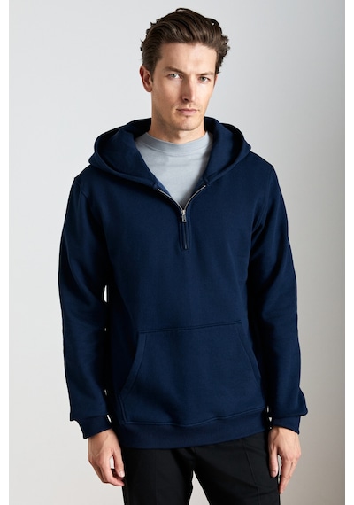 Grimelange Cancelled Erkek Pamuk Kapüşonlu Fermuarlı Yaka Lacivert Sweatshirt