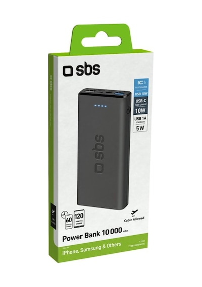 SBS Powerbank TTBB10000FASTK 10.000 mAh 2 Usb 2.1 A Taşınabilir Şarj Cihazı Siyah
