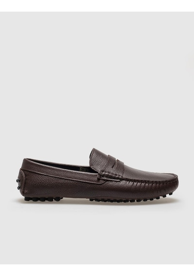 Hakiki Deri Kahverengi Kemerli Erkek Loafer - 43
