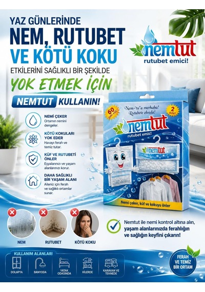 Rutubet Giderici Nem Emici Koku Küf Ve Korozyon Önleyici 1 Kutu 2 Paket 1 Kg Diğer