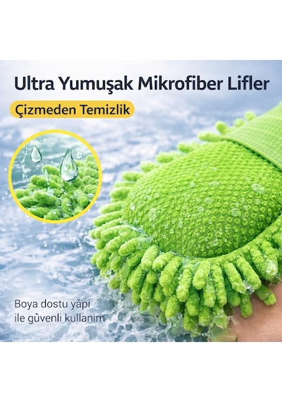 Sogud Mikrofiber Araç Yıkama Süngeri Mavi Eldiven Tipi Oto Yıkama Süngeri, Çizmez Temizlik, Y
