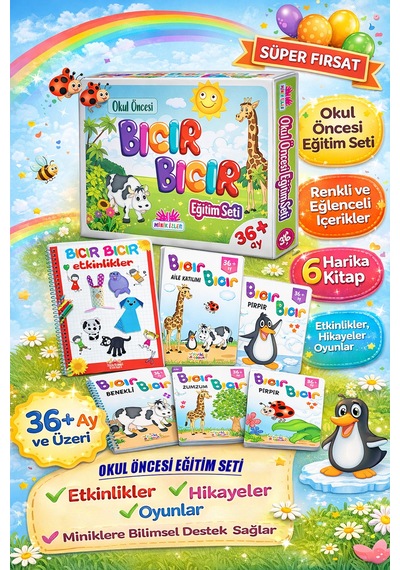 Minik İzler Bıcır Bıcır Okul Öncesi Eğitim Seti 6 Kitap Etkinlikli