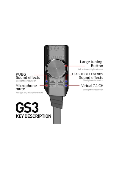 Plextone GS3 7.1 Kanal USB Mikrofon Girişli Harici Ses Kartı