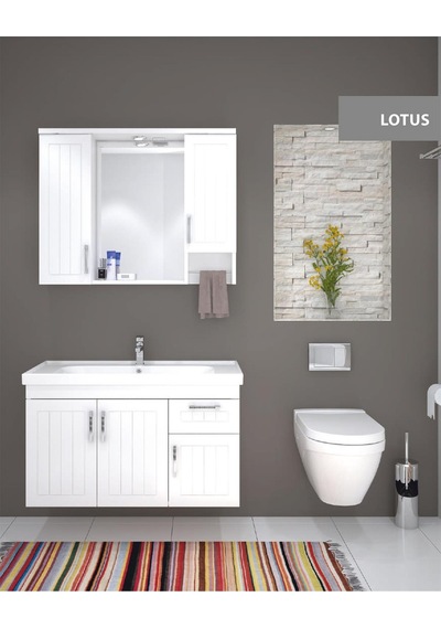 Denko Lotus 100 Cm Mdf Lake Banyo Dolabı Üst Modülü Çok Renkli