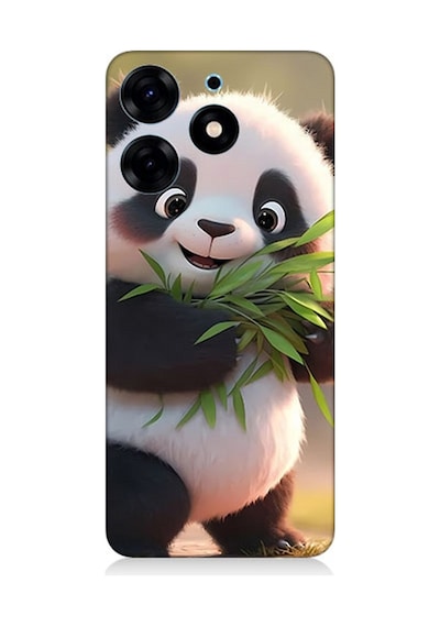 Tecno Spark 10 Pro Uyumlu Silikon Kılıf Sevimli Panda Ve Bambu