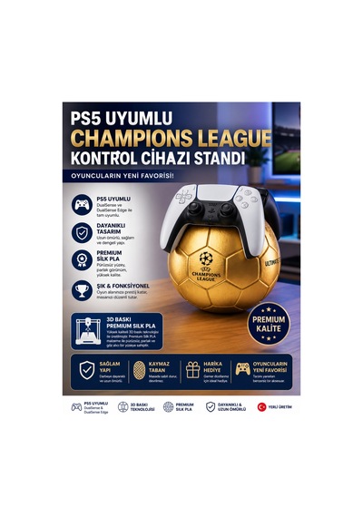 Ps5 Dualsense Oyun Kolu Standı 3d Baskı Futbol Topu Kol Tutucu Dekoratif Şampiyonlar Ligi Stand