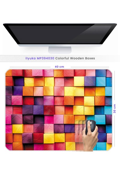 İlyuka Mousepad 40x30cm Gaming Mp394030 Colorful Wooden Boxes