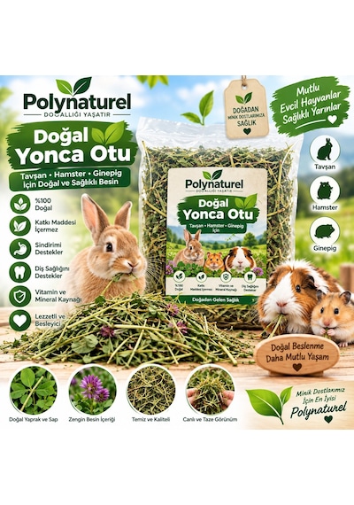 Polynaturel Doğal Yonca Otu 2000 Gr Tavşan, Hamster, Guinea Pig Ve Kemirgenler İçin Kuru Yonca Yem