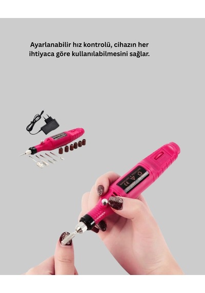 Profesyonel Tırnak Matkap Makinesi Usb Şarjlı, Ayarlanabilir Hız, Düşük Titreşimli Ve Sessiz Çalış