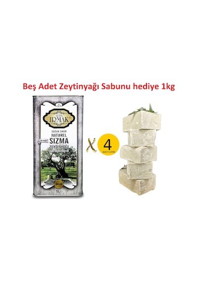 Altın Irmak Yeni Sezon Soğuk Sıkım Natürel Sızma Zeytinyağı 4 x 5 L + Zeytinyağı Sabunu 1 KG