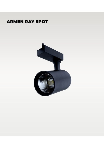 Armen 2 Adet Siyah Kasa Günışığı Ray Spot Set Ve 1 Metre Ray Set Siyah