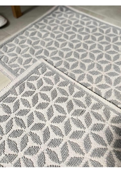 Pasific Doğal Pamuklu 2'li Banyo Paspas & Halı 60x100+50x60 Cm - Gri Gri