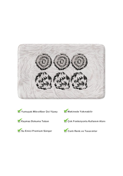 Sevimli Tasarımlı Mikrofiber 2'li Takım Banyo Paspası, Kaymaz Taban, Makinede Yıkanabilir 40x60 50x80 Diğer