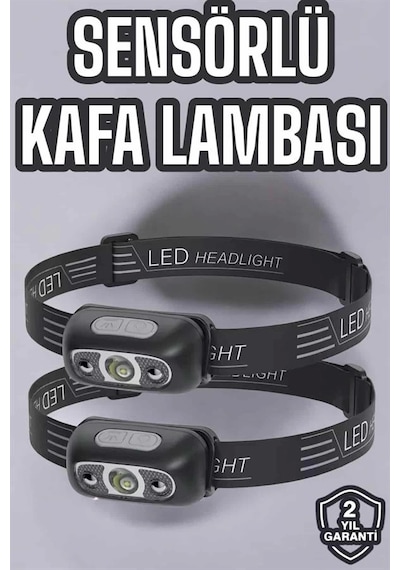 Kafa Lambası Kamp Lambası Led Işık Şarjlı Ayarlanabilir Çok Renkli