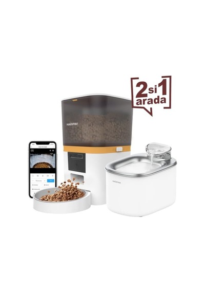 Qwf Kameralı Akıllı Beslenme İstasyonu, Qq005 Kameralı Akıllı Kedi Mama Kabı & Wf007l Kedi Su Sebili, İkisi Bir
