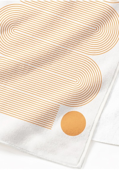 Soyut Geometrik Çizgili Modern Plaj Havlusu - Bohem Turuncu Beyaz Hızlı Kuruyan Mikrofiber Havlu Çok Renkli