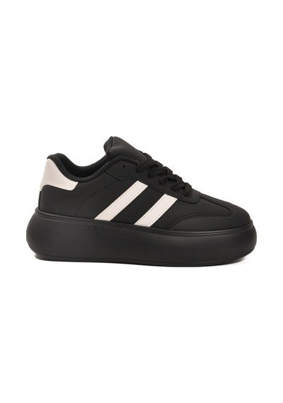 Siyah Yüksek Taban Bağcıklı Unisex Sneaker Dvs-01 Z Siyah