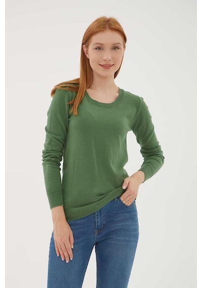 Fashion Friends Kadın U Yaka Kazak 25k0779k1 Yeşil