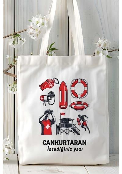 Art Hediye Cankurtaran Baskılı Bez Omuz Çantası Kişiye Özel Model 8 Çok Renkli
