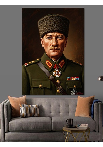 Mareşal Üniformalı Mustafa Kemal Atatürk Dekoratif Kanvas - Mdf Ahşap Tablo