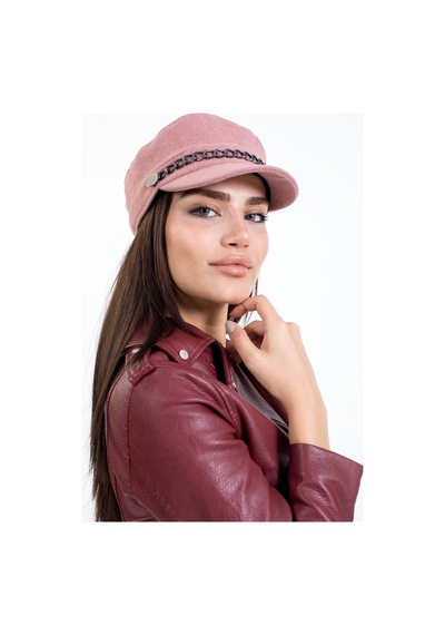 Ladycolor Kadın Kışlık Şapka Zincirli Kaşe Kaptan Pembe Lila