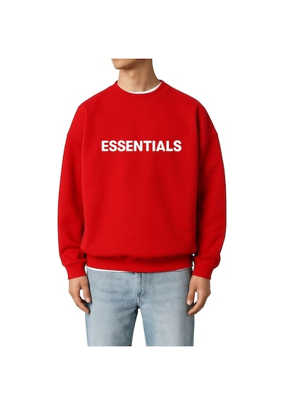 Benroma 3 İplik Penye Essentıals Baskılı Unisex Sweatshırt Kırmızı