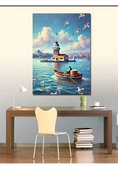 Kanvas Tablo Kız Kulesi Ve Sandal 50cmx70cm