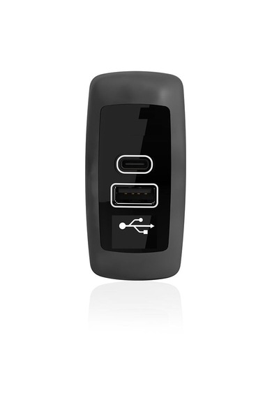 Usb Şarj Düz Tip Gri + Siyah Gövde Mavi Led 12v/24v 1