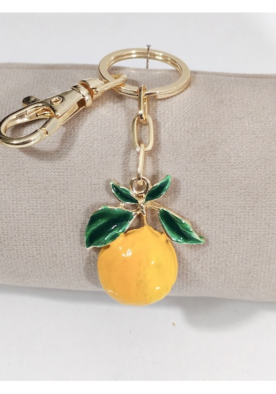 Limon Figürlü Metal Anahtarlık - Şık Çanta Aksesuarı Ve Yaz Temalı Hediyelik Anahtarlık