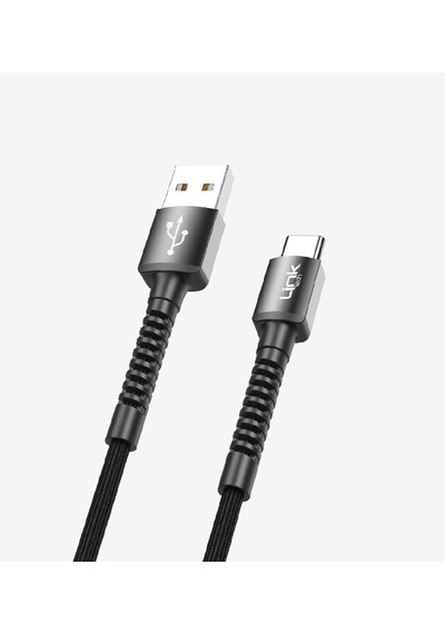 K552 Safe 3a Örgülü Metal Başlı Usb'den Type-c'ye Şarj Kablosu Siyah