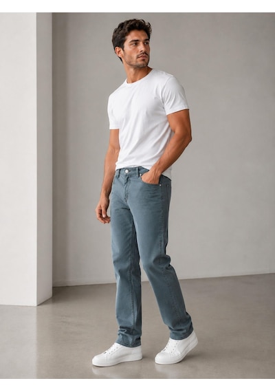 Denim Loni Captiva Regular Fit Likralı Erkek Örme Jean Pantolon 6644 Petrol
