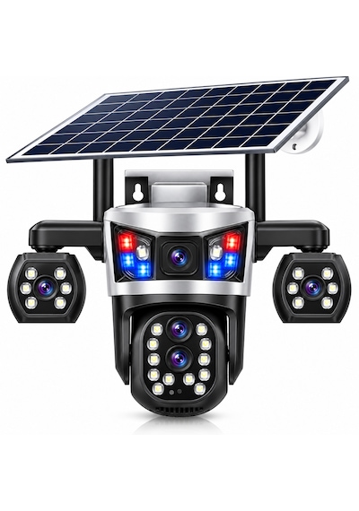 Dobest 4g Sım Kartlı 4k 5 Lensli 8x Zoom Ptz Solar Güvenlik Kamerası V380 Pro Güneş Enerjili Dış Mekan Kamera