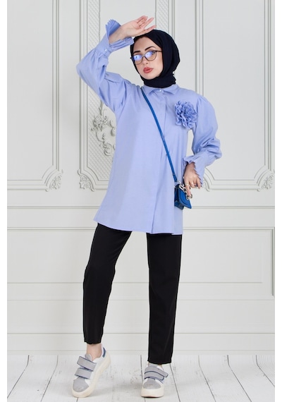 Sevitli Gül Broşlu Kolu Fırfırlı Tunik-bebe Mavi-3606-bebe Mavi Bebek Mavisi Sevitli Gül Broşlu Kolu Fırfırlı Tunik-bebe Mavi-3606-bebe Mavi Bebek Mavisi