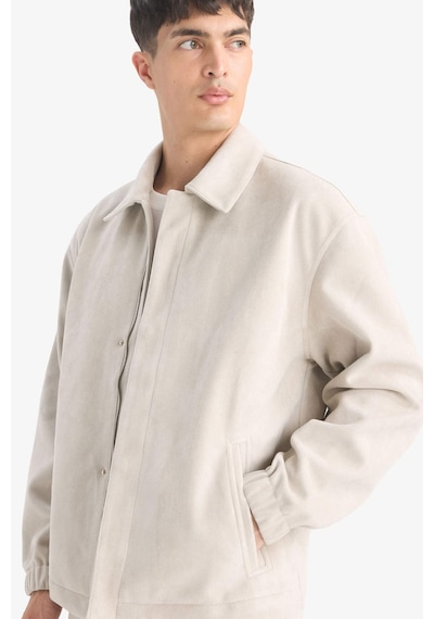 Defacto Oversize Geniş Kalıp Gömlek Yaka Çıtçıtlı Fermuarlı Süet Mont E8899ax25aubg766 Bej