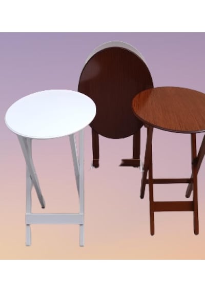1448bng90134çanta Zigon Sehpa Oval Dörtlü Model Ahşap Mdf Beyaz Ve Ceviz Renk Uyum El Yapım