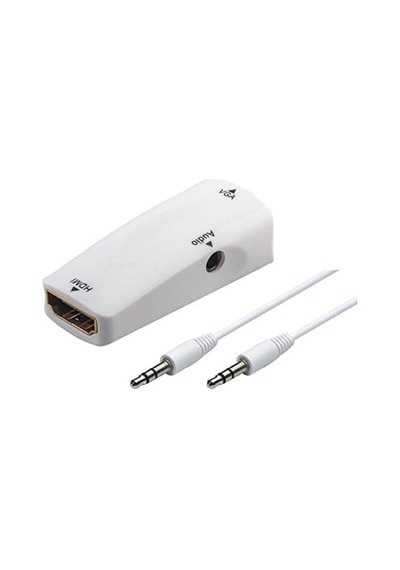 Koodmax Hdmi To Vga Çevirici Kablo 1080p Hdmı Dişi - Vga Dişi Ses Destekli Dönüştürücü - Beyaz