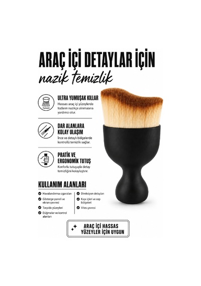 Araç İçi Detaylı Temizlik Fırçası Ultra Yumuşak Kıl, Toz Ve Kir Temizleme Fırçası