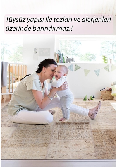 Artloop Jazz Şönil Dokuma Pamuk Polyester Bej Halı Al 15