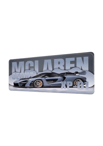 Mclaren Senna Xp-01 Gri Spor Araba 40x90 Cm Oyuncu Mousepad Kaymaz Taban Büyük Boy Siyah