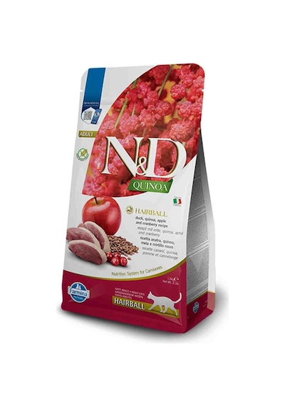 N&D Quinoa Tahılsız Tüy Yumağı Ördek Etli Yetişkin Kedi Maması 1500 G
