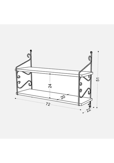Endpa Seramoni 2 Raflı Set 20x72 Cm Siyah