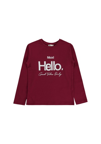 Civil Girls Hello Baskılı 10-13 Yaş Sweatshirt Km - Bordo