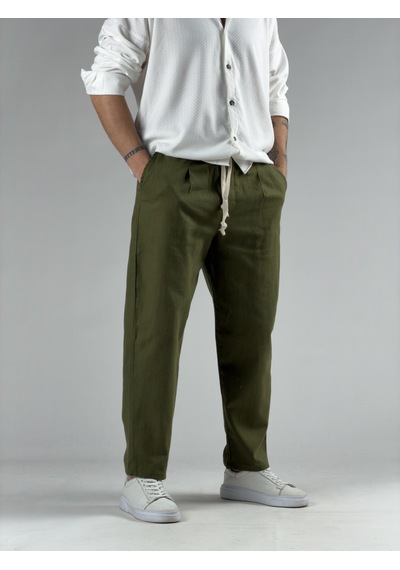 Cocopelli Haki Erkek Keten Pantolon Coc3031