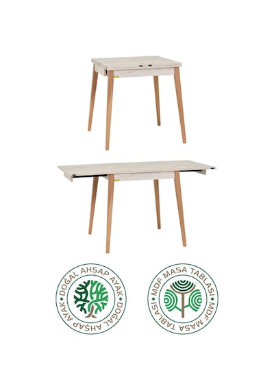 Vilinze Avanos Ahşap Katlanır Kanatlı Mdf Mutfak Masası - 70x70+70 70x140 Cm Traverten Vilinze Avanos Ahşap Katlanır Kanatlı Mdf Mutfak Masası - 70x70+70 70x140 Cm Traverten