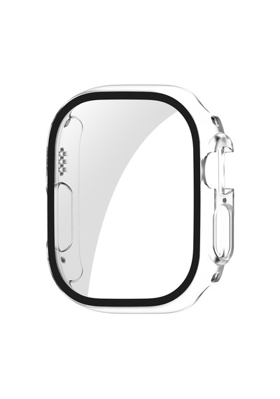 Caseonn Apple Watch Uyumlu Ultra Kılıf Tam Korumalı Ekran Koruyuculu Sert Bumper Kasa Şeffaf