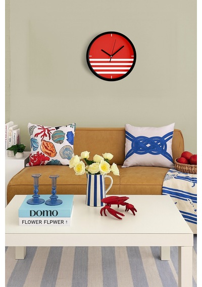 Renkli Çizgili Modern Tasarım Duvar Saati - 30cm - Önü Camlı Siyah Kasa - Sessiz Mekanizma-jh0421 Siyah