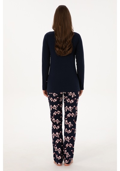 U.S. Polo Assn. Kadın Lacivert Yılbaşı Temalı Pijama Takımı 50318894-VR033