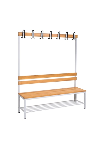Ayakkabılıklı 4 Ayaklı Tek Taraflı Bank, Kanca Şeritli Bank, 7 Kanca, 150x43x170 Cm, Spor Bankı